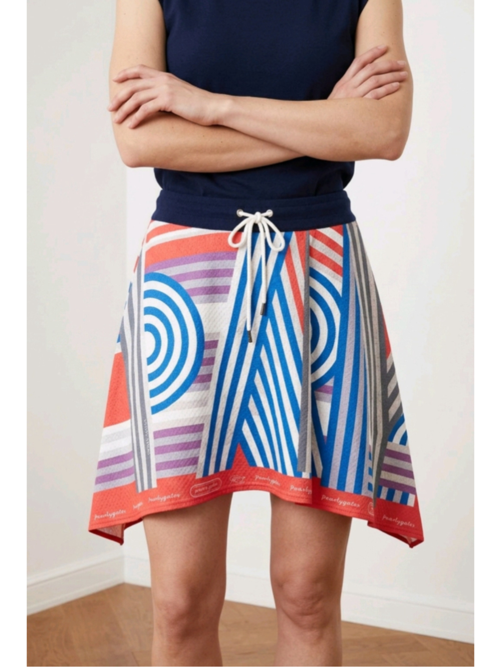 Pearly Gates Asymmetrical Skirt Color Block Geometric